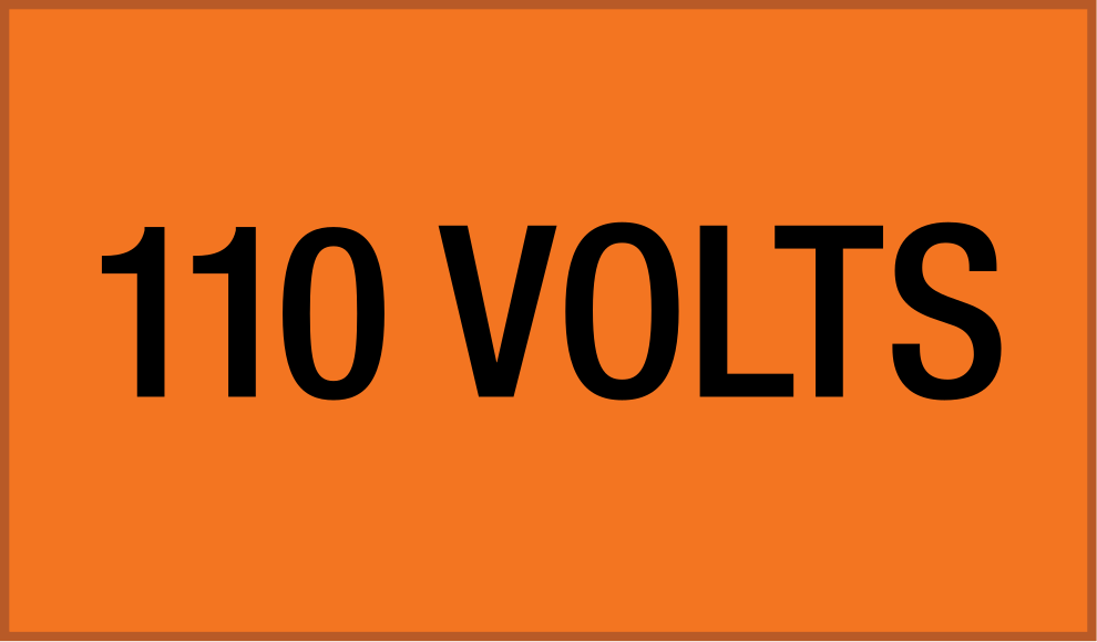 Elektrikli Ekipman Etiketleri, 1-1/8“ Yükseklik x 4-1/2” Genişlik, (110 Volt)
