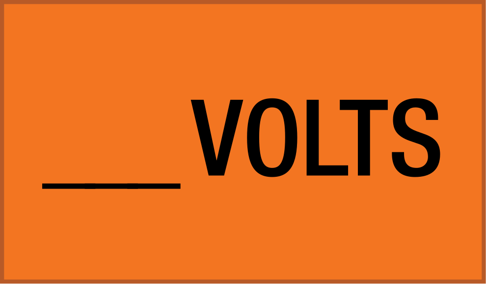 Elektrikli Ekipman Etiketleri, 2-1/4“ Yükseklik x 9” Genişlik, (_Volt)