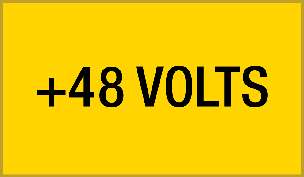 Yansıtıcı Elektrikli Ekipman Etiketleri, 1-3/8“ Yükseklik x 1-7/8” Genişlik, (+48 Volt)