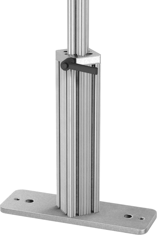 T-Yivli Çerçeve, 18“ ila 24” Ayarlanabilir Yükseklikte Ayak, 1-1/2" Yüksek Tek Raylar için