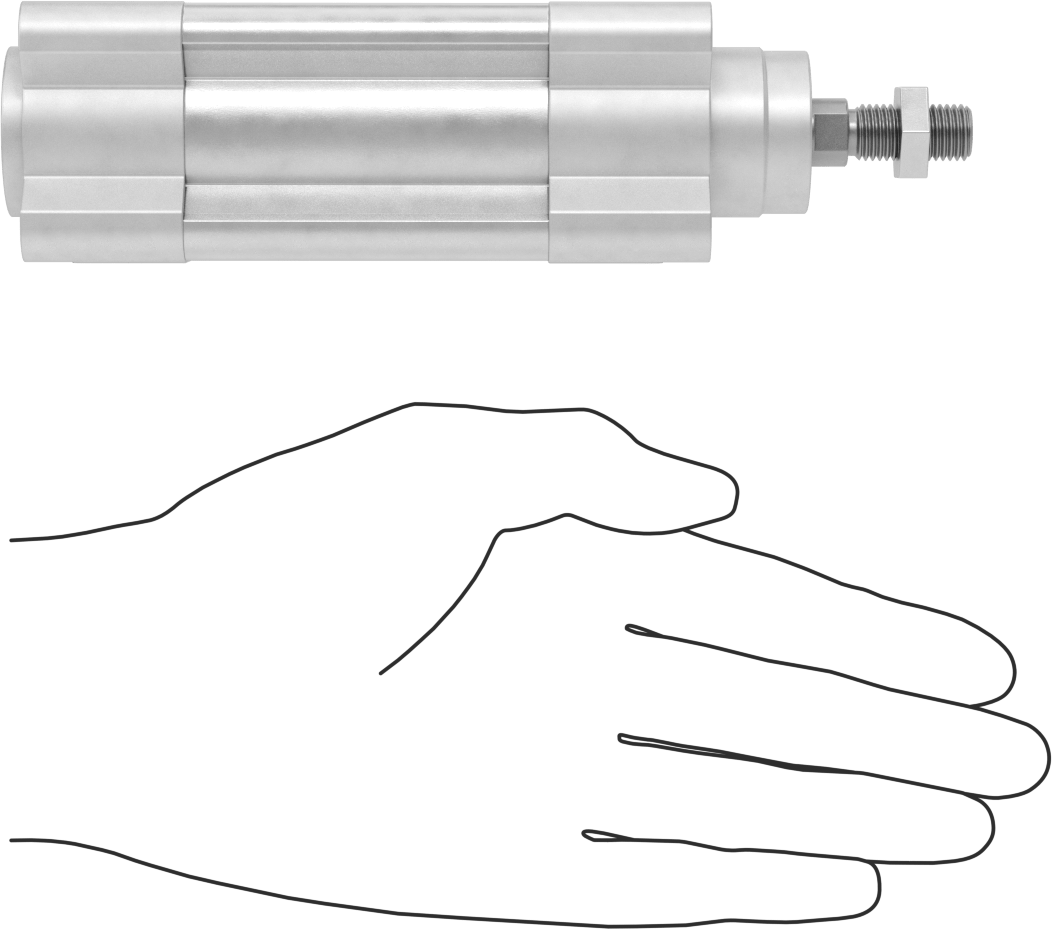 Kapalı Gövdeli Yüke Duyarlı Hava Silindiri, Kendinden Ayarlı Yastıklı, 32 mm Delik, 25 mm Strok