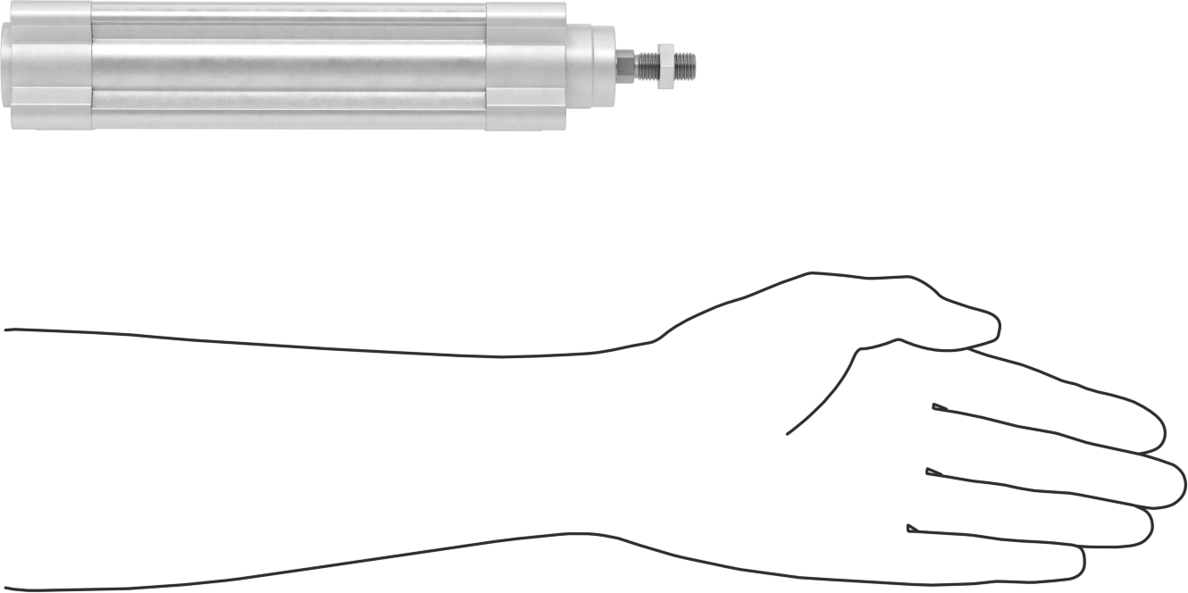 Kapalı Gövdeli Yüke Duyarlı Hava Silindiri, Kendinden Ayarlı Yastıklı, 32 mm Delik, 100mm Strok