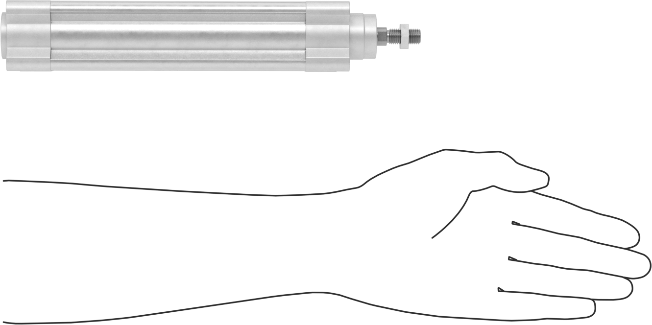Kapalı Gövdeli Yüke Duyarlı Hava Silindiri, Kendinden Ayarlı Yastıklı, 32 mm Delik, 125 mm Strok