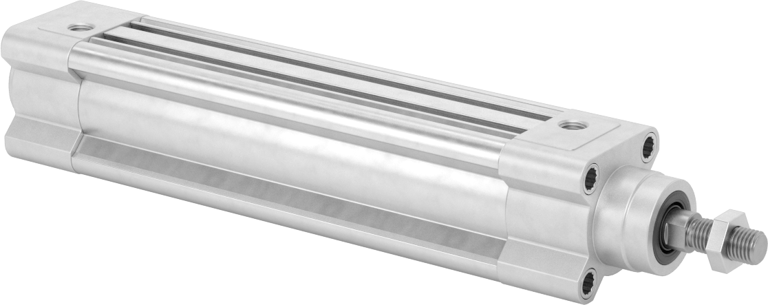 Kapalı Gövdeli Yüke Duyarlı Hava Silindiri, Kendinden Ayarlı Yastıklı, 32 mm Delik, 125 mm Strok