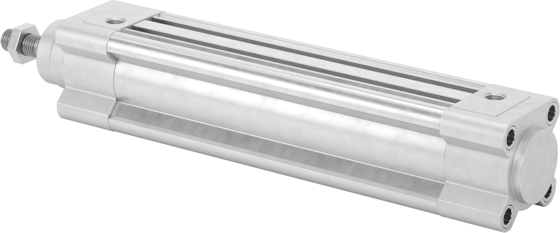 Kapalı Gövdeli Yüke Duyarlı Hava Silindiri, Kendinden Ayarlı Yastıklı, 32 mm Delik, 125 mm Strok