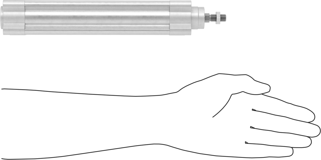Kapalı Gövdeli Yüke Duyarlı Hava Silindiri, Kendinden Ayarlı Yastıklı, 32 mm Delik, 150 mm Strok