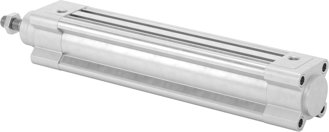 Kapalı Gövdeli Yüke Duyarlı Hava Silindiri, Kendinden Ayarlı Yastıklı, 32 mm Delik, 150 mm Strok
