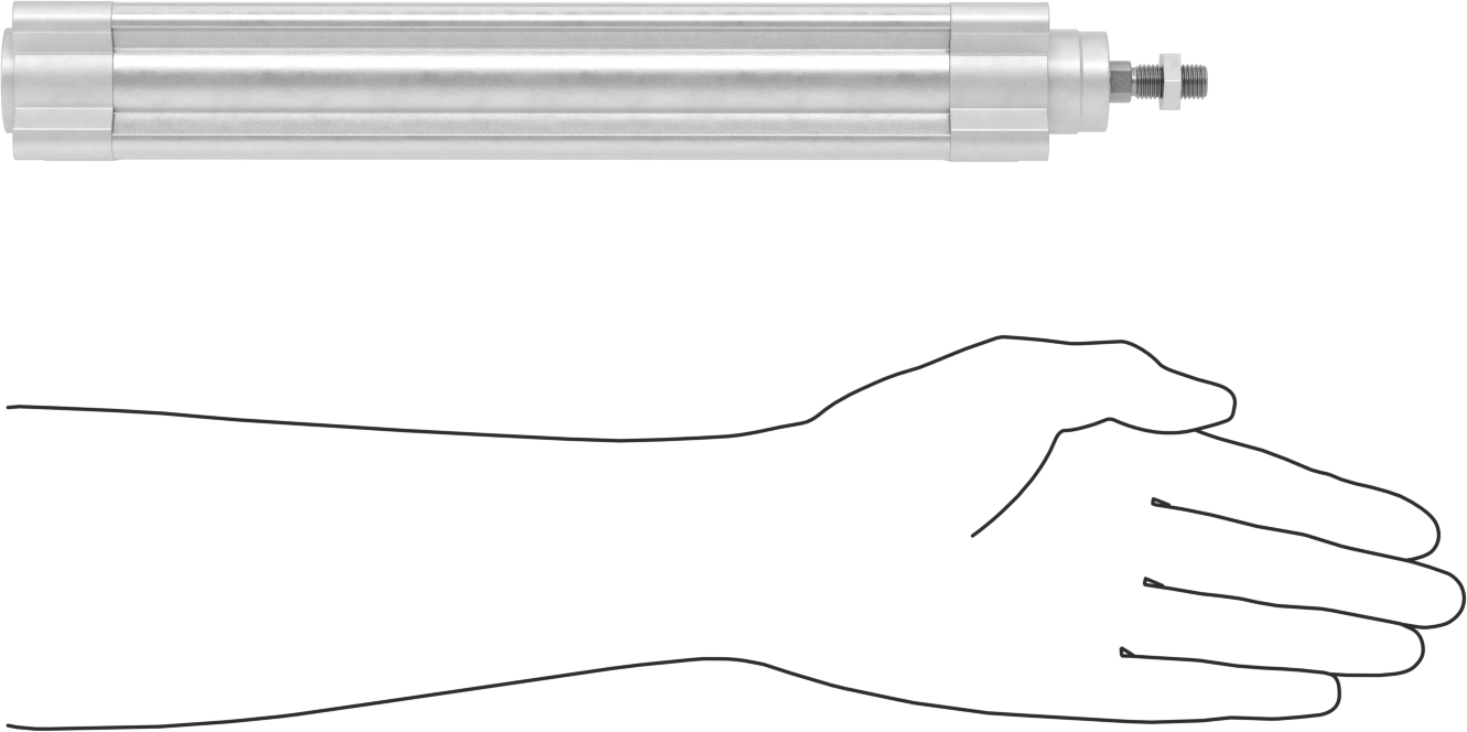 Kapalı Gövdeli Yüke Duyarlı Hava Silindiri, Kendinden Ayarlı Yastıklı, 32 mm Delik, 200 mm Strok