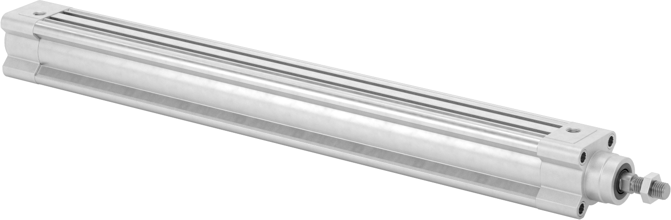 Kapalı Gövdeli Yüke Duyarlı Hava Silindiri, Kendinden Ayarlı Yastıklı, 32 mm Delik, 350 mm Strok