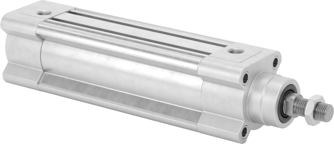 Kapalı Gövdeli Yüke Duyarlı Hava Silindiri, Yastıklı, 40 mm Delik Çapı, 100 mm Strok Uzunluğu