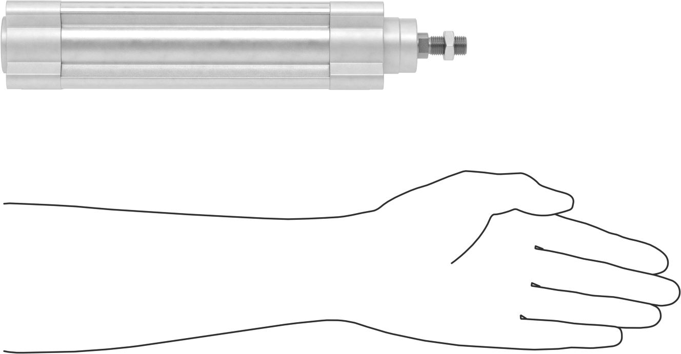 Kapalı Gövdeli Yüke Duyarlı Hava Silindiri, Kendinden Ayarlı Yastıklı, 40 mm Delik, 125 mm Strok