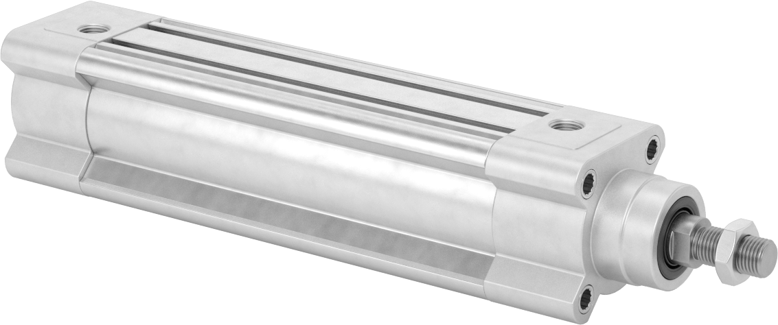 Kapalı Gövdeli Yüke Duyarlı Hava Silindiri, Kendinden Ayarlı Yastıklı, 40 mm Delik, 125 mm Strok