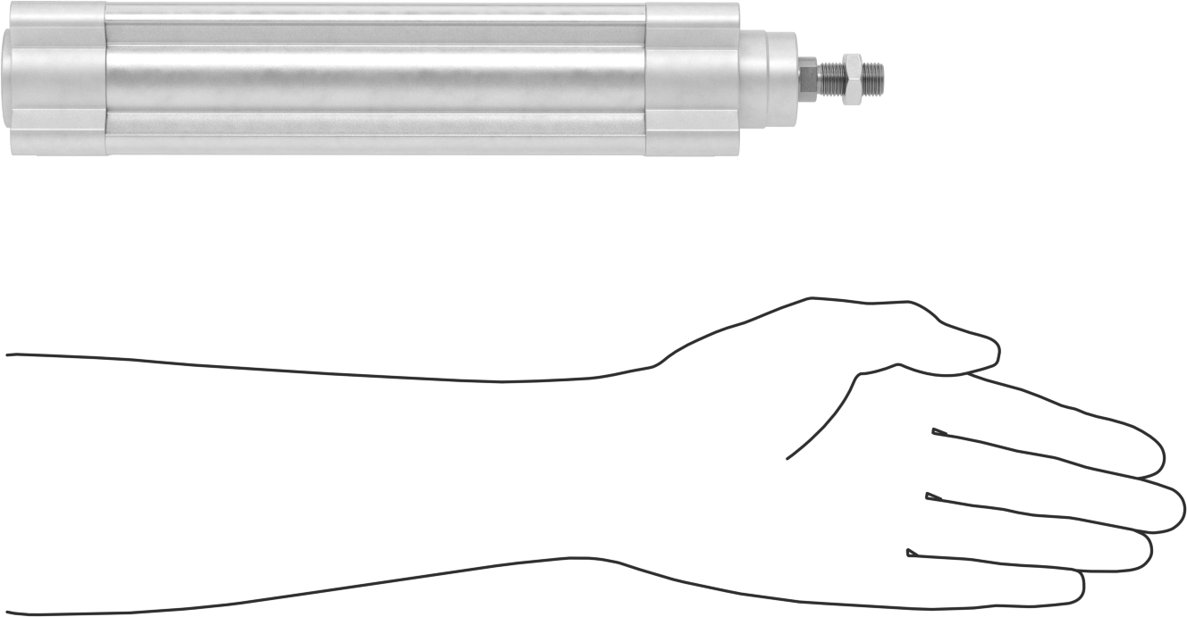 Kapalı Gövdeli Yüke Duyarlı Hava Silindiri, Kendinden Ayarlı Yastıklı, 40 mm Delik, 150 mm Strok