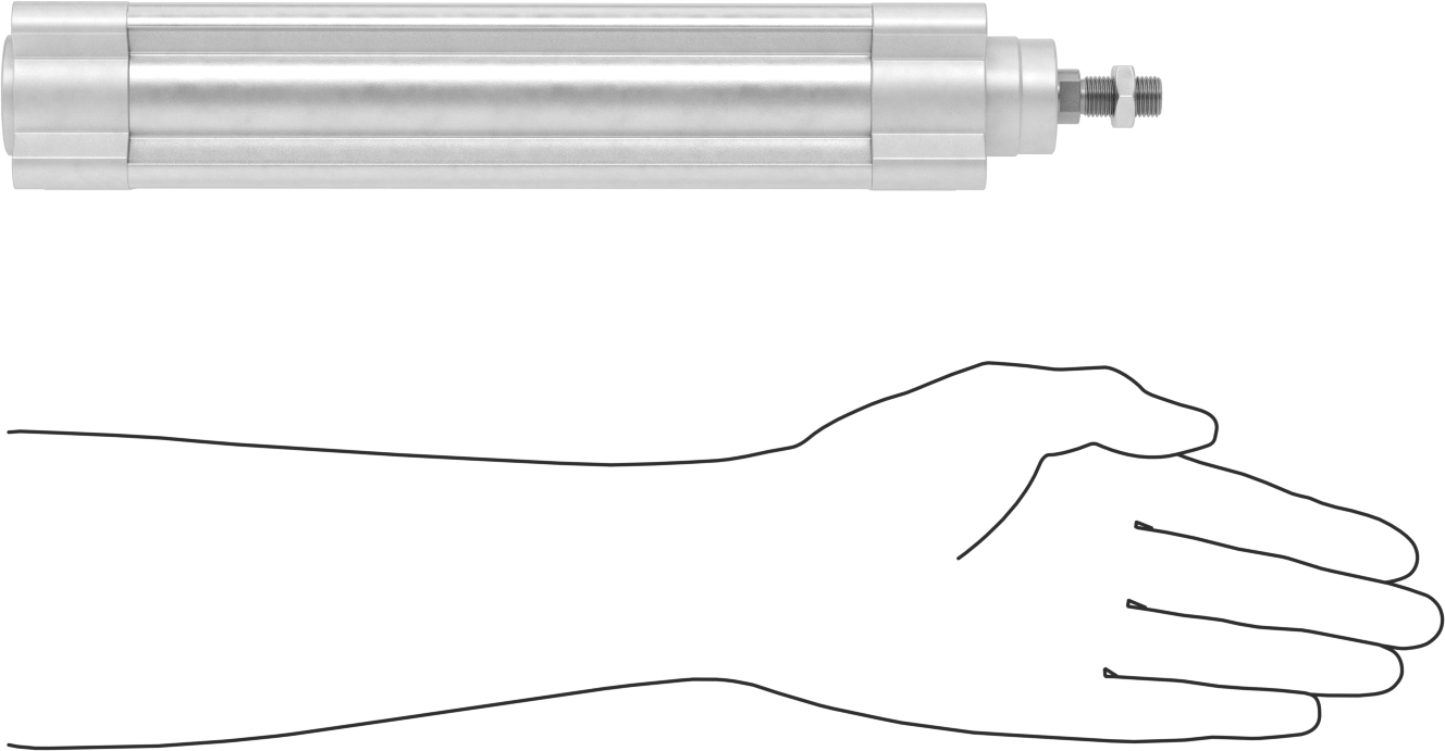 Kapalı Gövdeli Yüke Duyarlı Hava Silindiri, Kendinden Ayarlı Yastıklı, 40 mm Delik, 175 mm Strok