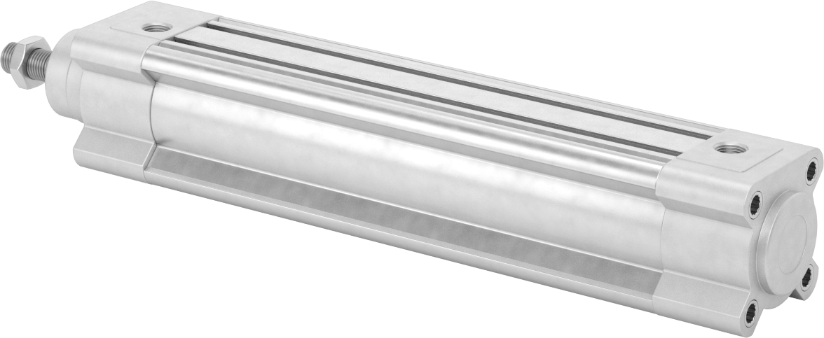 Kapalı Gövdeli Yüke Duyarlı Hava Silindiri, Kendinden Ayarlı Yastıklı, 40 mm Delik, 175 mm Strok