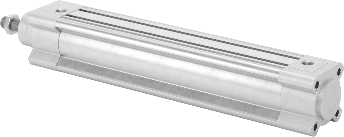 Kapalı Gövdeli Yüke Duyarlı Hava Silindiri, Kendinden Ayarlı Yastıklı, 40 mm Delik, 200 mm Strok