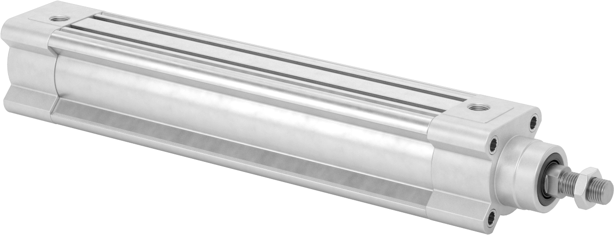 Kapalı Gövdeli Yüke Duyarlı Hava Silindiri, Kendinden Ayarlı Yastıklı, 40 mm Delik, 200 mm Strok