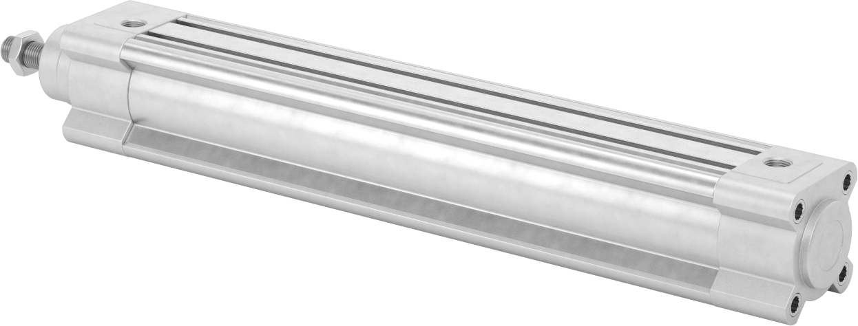 Kapalı Gövdeli Yüke Duyarlı Hava Silindiri, Kendinden Ayarlı Yastıklı, 40 mm Delik, 250 mm Strok