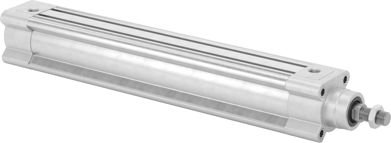 Kapalı Gövdeli Yüke Duyarlı Hava Silindiri, Kendinden Ayarlı Yastıklı, 40 mm Delik, 250 mm Strok