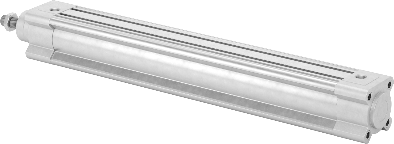 Kapalı Gövdeli Yüke Duyarlı Hava Silindiri, Kendinden Ayarlı Yastıklı, 40 mm Delik, 300 mm Strok