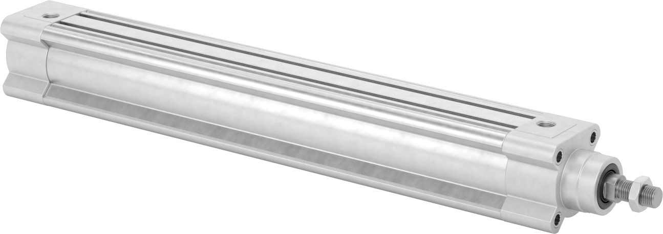 Kapalı Gövdeli Yüke Duyarlı Hava Silindiri, Kendinden Ayarlı Yastıklı, 40 mm Delik, 300 mm Strok