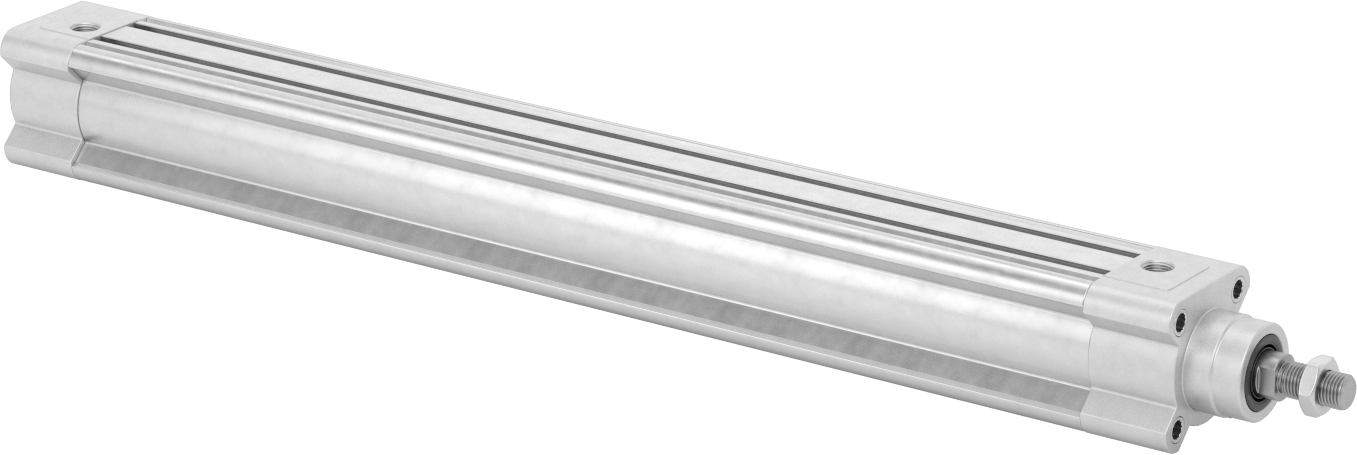 Kapalı Gövdeli Yüke Duyarlı Hava Silindiri, Kendinden Ayarlı Yastıklı, 40 mm Delik, 400 mm Strok