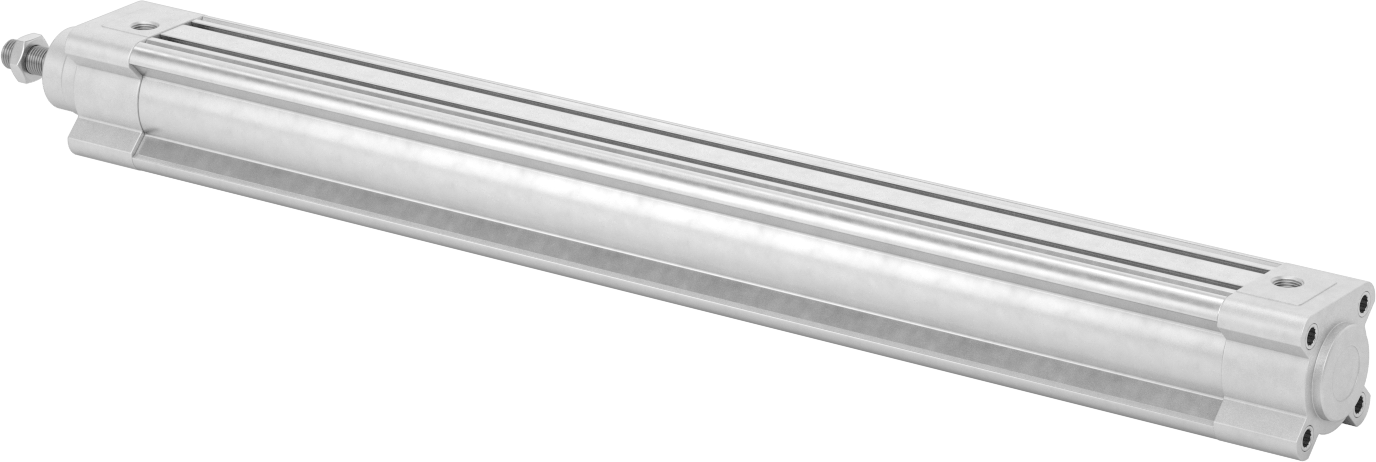 Kapalı Gövdeli Yüke Duyarlı Hava Silindiri, Kendinden Ayarlı Yastıklı, 40 mm Delik, 450 mm Strok