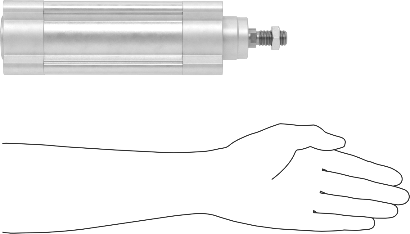 Kapalı Gövdeli Yüke Duyarlı Hava Silindiri, Kendinden Ayarlı Yastıklı, 63 mm Delik, 100mm Strok