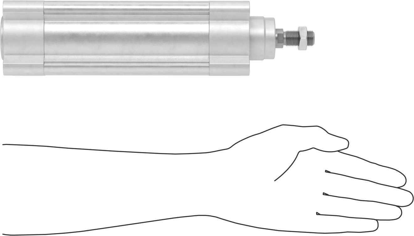 Kapalı Gövdeli Yüke Duyarlı Hava Silindiri, Kendinden Ayarlı Yastıklı, 63 mm Delik, 125 mm Strok