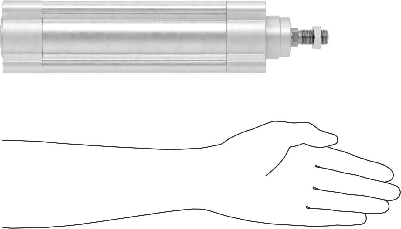 Kapalı Gövdeli Yüke Duyarlı Hava Silindiri, Kendinden Ayarlı Yastıklı, 63 mm Delik, 150 mm Strok