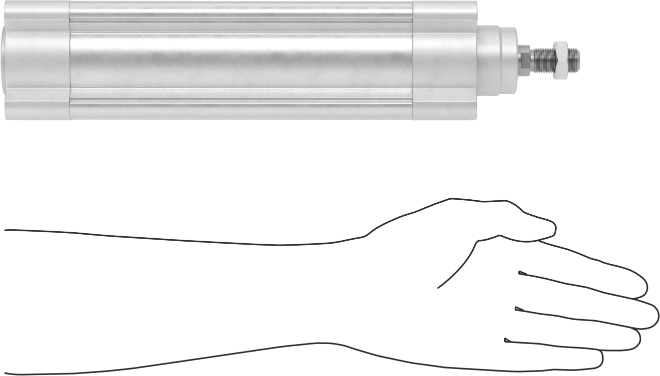 Kapalı Gövdeli Yüke Duyarlı Hava Silindiri, Yastıklı, 63 mm Delik Boyutu, 175 mm Strok Uzunluğu
