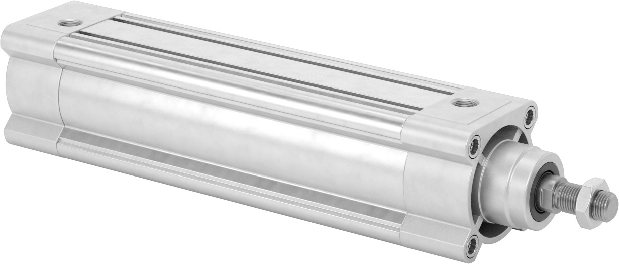 Kapalı Gövdeli Yüke Duyarlı Hava Silindiri, Kendinden Ayarlı Yastıklı, 63 mm Delik, 200 mm Strok