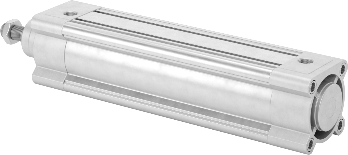 Kapalı Gövdeli Yüke Duyarlı Hava Silindiri, Kendinden Ayarlı Yastıklı, 63 mm Delik, 200 mm Strok