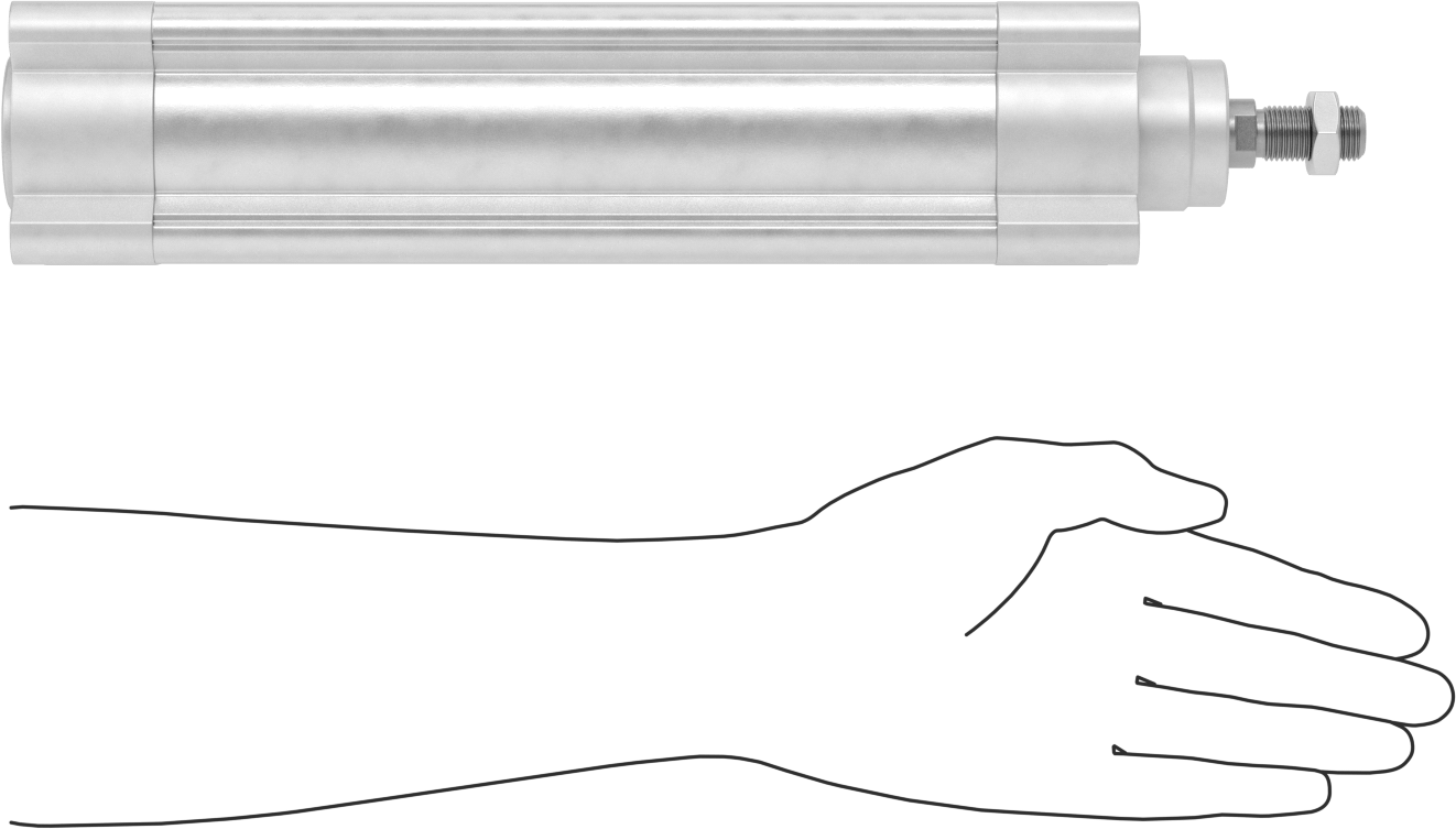 Kapalı Gövdeli Yüke Duyarlı Hava Silindiri, Kendinden Ayarlı Yastıklı, 63 mm Delik, 200 mm Strok