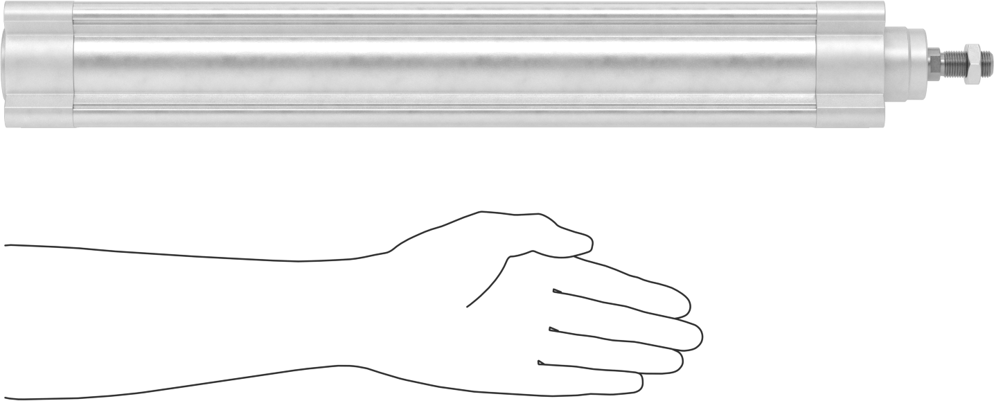 Kapalı Gövdeli Yüke Duyarlı Hava Silindiri, Kendinden Ayarlı Yastıklı, 63 mm Delik, 400 mm Strok