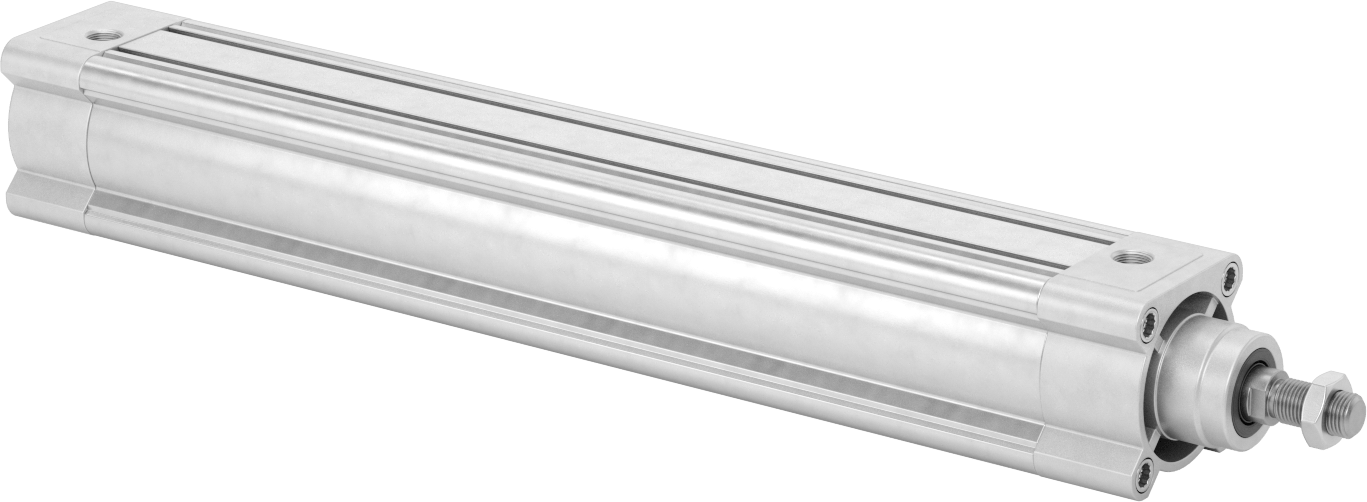 Kapalı Gövdeli Yüke Duyarlı Hava Silindiri, Kendinden Ayarlı Yastıklı, 63 mm Delik, 400 mm Strok