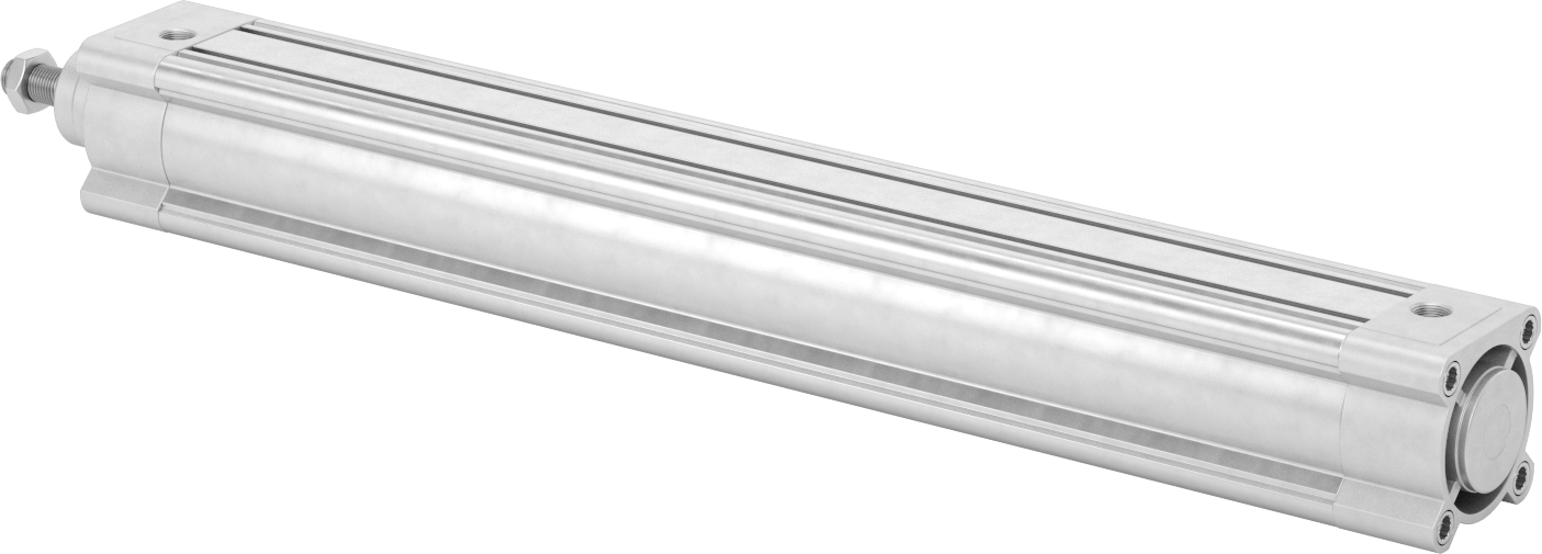 Kapalı Gövdeli Yüke Duyarlı Hava Silindiri, Kendinden Ayarlı Yastıklı, 63 mm Delik, 500 mm Strok