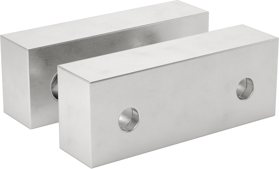 Freze Makinesi Mengene Çeneleri, İşlenebilir, 6061 Alüminyum, 4“ Genişlik x 1-1/2” Yükseklik x 1" Kalınlık