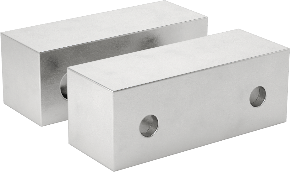 Freze Makinesi Mengene Çeneleri, İşlenebilir, 6061 Alüminyum, 4“ Genişliğinde x 1-1/2” Yüksekliğinde x 1,5" Kalınlığında