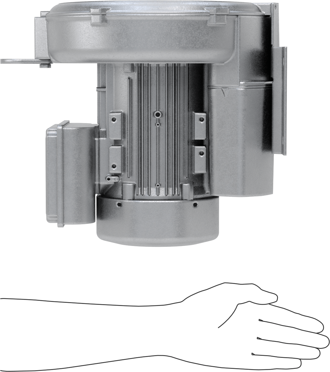 Yüksek Akışlı Düşük Basınçlı Sıkıştırılmış Hava Üfleyici, Tek Kademeli, Tek Faz, 102 CFM @ 0 PSI
