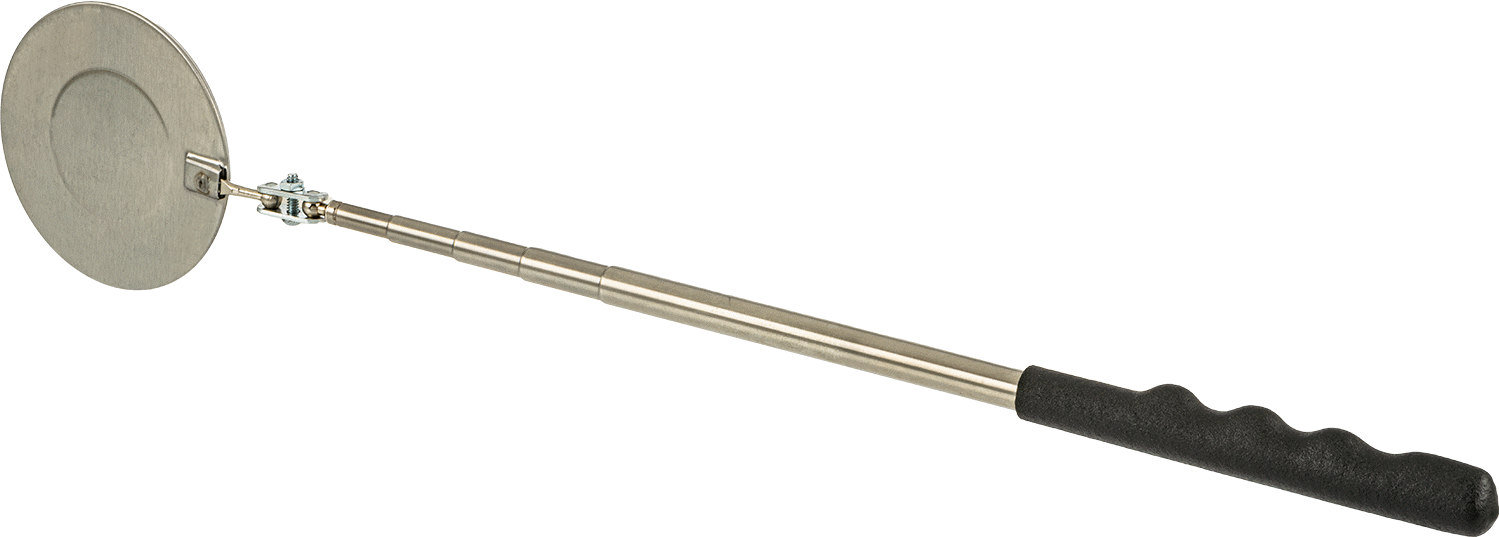 Cam El Tipi Muayene Aynası, Yuvarlak, 16“ ila 52” Tutamak Uzunluğu, 3-1/4" Çap