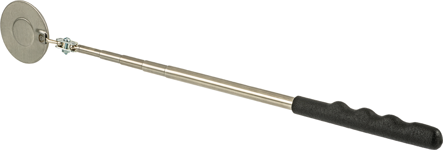 Cam El Tipi Muayene Aynası, Yuvarlak, 15“ ila 51” Tutamak Uzunluğu, 2-1/4" Çap