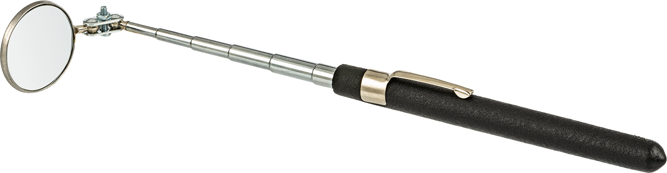 Cam El Tipi Muayene Aynası, Yuvarlak, 7“ ila 27” Sap Uzunluğu, 1-1/4" Çap