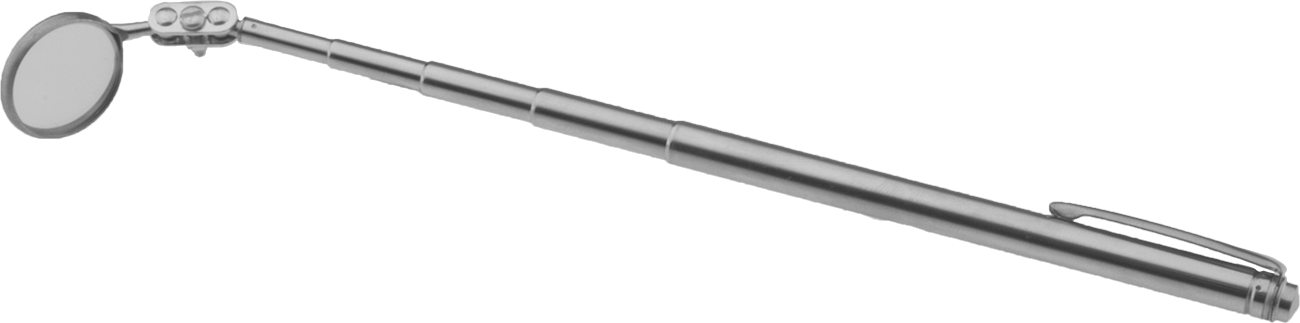 Cam El Tipi Muayene Aynası, Yuvarlak, 4“ ila 17” Tutamak Uzunluğu, 7/8" Çap
