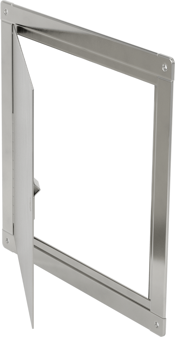304 Paslanmaz Çelik Yüzeye Monte Erişim Paneli ve Çerçeve, 11-3/8“ x 11-3/8” Kesik