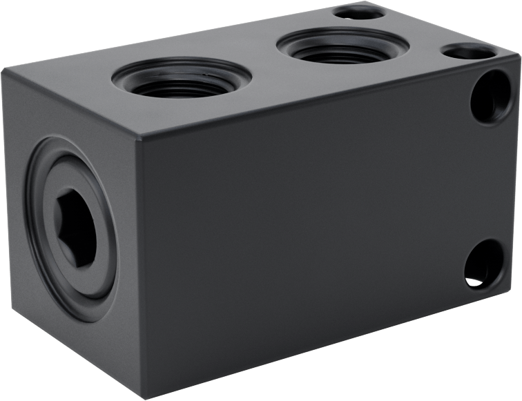 Düz Akışlı Dikdörtgen Manifold, Eloksallı Alüminyum, Standart, 2 Çıkış, 1/4 NPT x 1/8 NPT