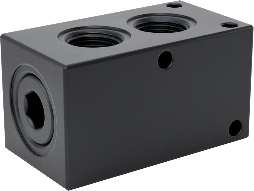 Düz Akışlı Dikdörtgen Manifold, Eloksallı Alüminyum, Standart, 2 Çıkış, 1/2 NPT x 3/8 NPT