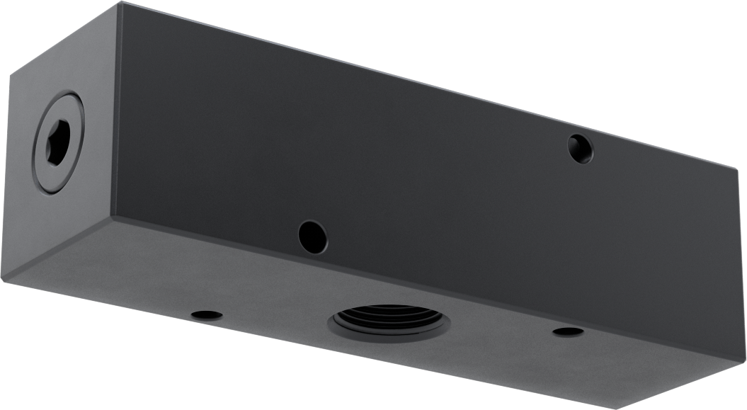 Düz Akışlı Dikdörtgen Manifold, Eloksallı Alüminyum, Standart, 4 Çıkış, 3/4 NPT x 1/2 NPT