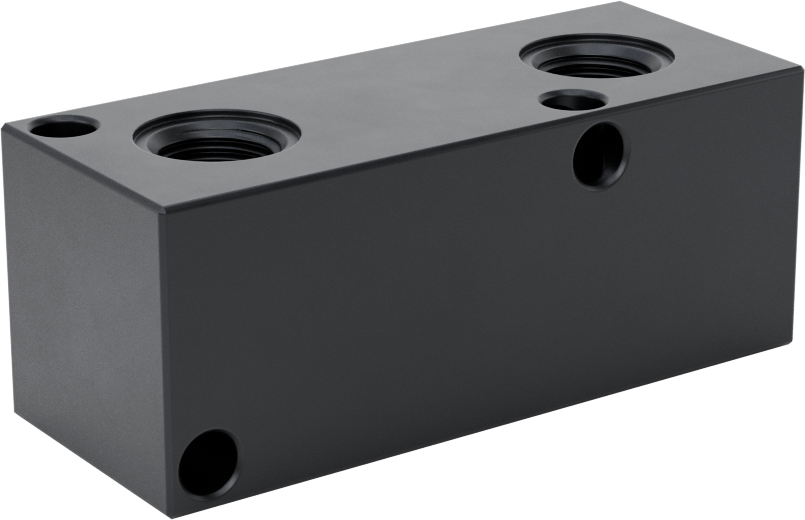 Düz Akışlı Dikdörtgen Manifold, Eloksallı Alüminyum, Ekstra Geniş, 2 Çıkış, 1/4 NPT x 1/8 NPT