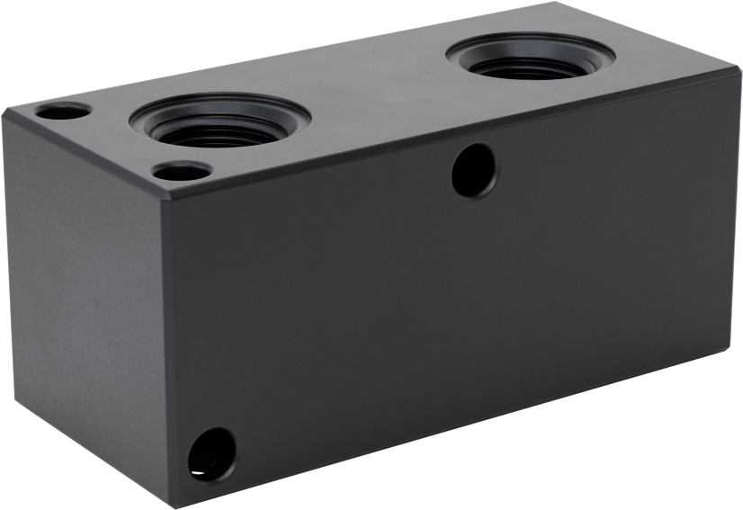 Düz Akışlı Dikdörtgen Manifold, Eloksallı Alüminyum, Ekstra Geniş, 2 Çıkış, 3/8 NPT x 1/4 NPT